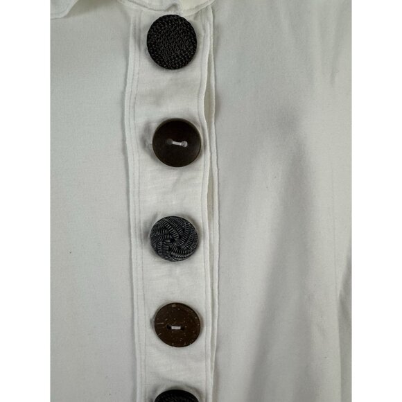 NEON BUDDHA White Cotton Blend Button Front Long Sleeve Top/Shacket Sz L - Picture 3 of 9